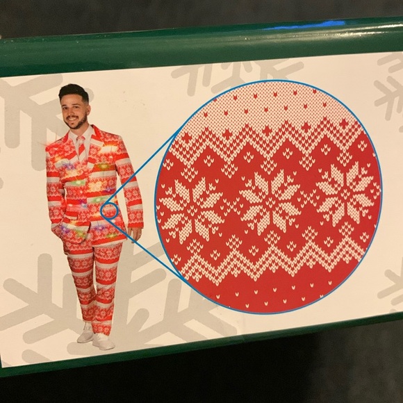 Life Of The Party 3 Piece Christmas Party Snowflake Suit w/ Flashing LED Lights - Picture 6 of 11